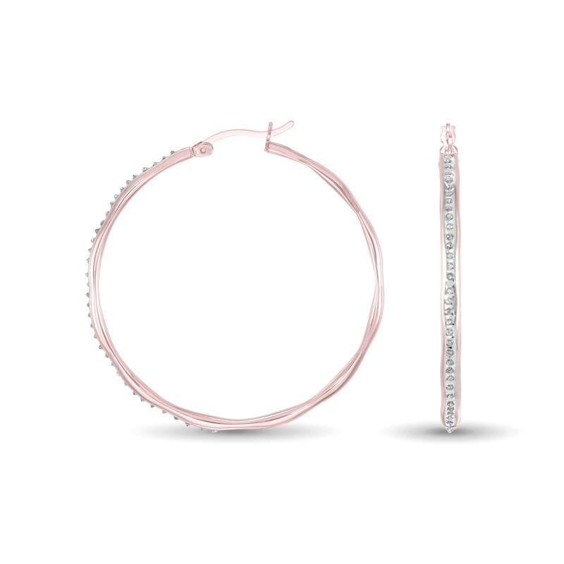 Main Image 2 of Diamond Fascination™ Hoop Earrings in Sterling Silver with 18K Rose Gold Plate