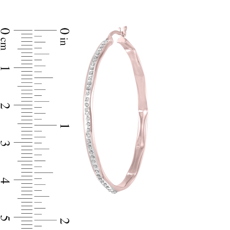 Main Image 3 of Diamond Fascination™ Hoop Earrings in Sterling Silver with 18K Rose Gold Plate