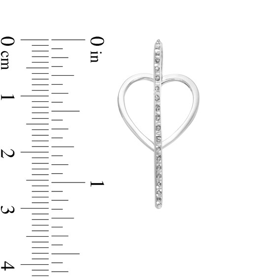 Diamond Fascinationâ¢ Heart-Shaped Hoop Earrings in Sterling Silver with Platinum