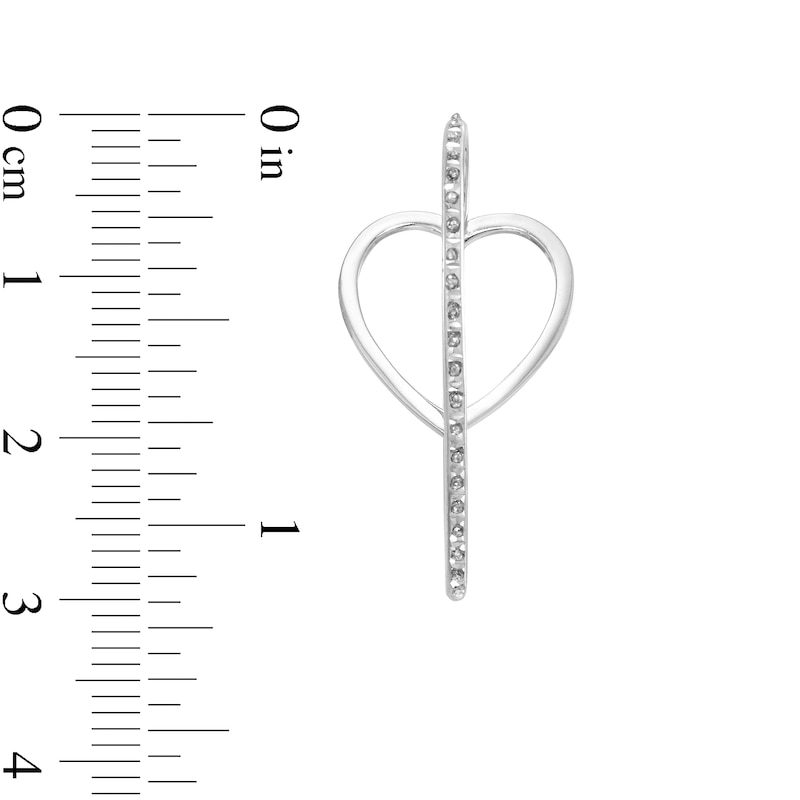 Main Image 3 of Diamond Fascination™ Heart-Shaped Hoop Earrings in Sterling Silver with Platinum