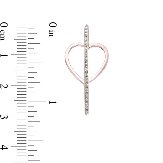 Diamond Fascination™ Heart-Shaped Hoop Earrings in Sterling Silver with 18K Rose Gold Plate