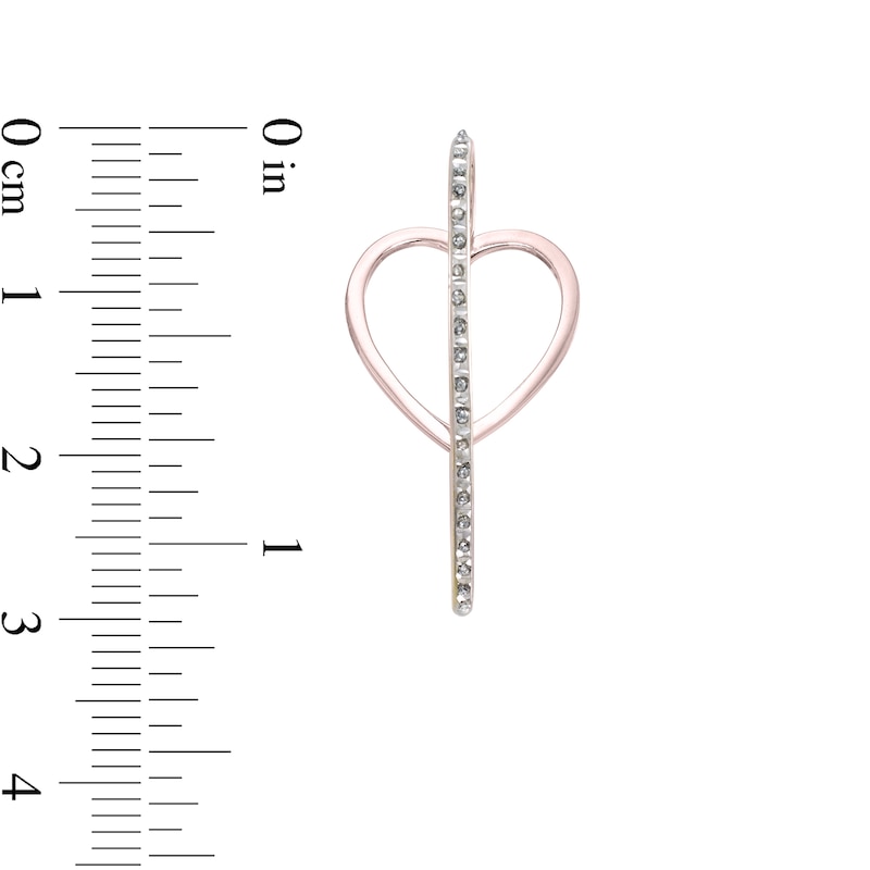 Main Image 3 of Diamond Fascination™ Heart-Shaped Hoop Earrings in Sterling Silver with 18K Rose Gold Plate
