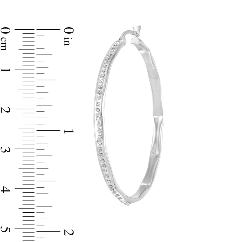 Main Image 3 of Diamond Fascination™ Hoop Earrings in Sterling Silver with Platinum