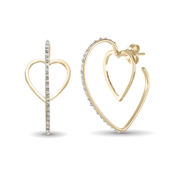Diamond Fascinationâ¢ Heart-Shaped Hoop Earrings in Sterling Silver with 18K Gold Plate