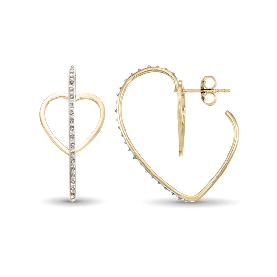Diamond Fascinationâ¢ Heart-Shaped Hoop Earrings in Sterling Silver with 18K Gold Plate
