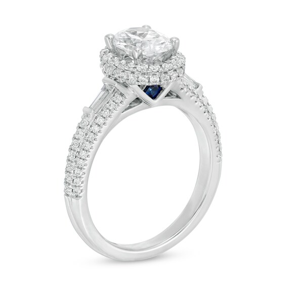 Vera Wang Love Collection 1-3/4 CT. T.w. Certified Oval Diamond Frame Engagement Ring in 14K White Gold (I/Si2)