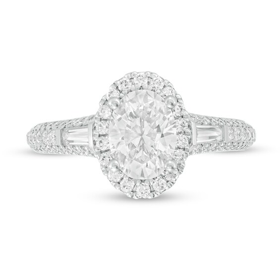 Vera Wang Love Collection 1-3/4 CT. T.w. Certified Oval Diamond Frame Engagement Ring in 14K White Gold (I/Si2)