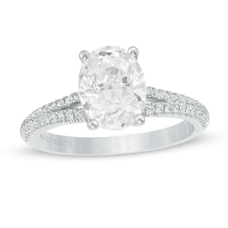 Main Image 1 of Vera Wang Love Collection 1-3/4 CT. T.W. Certified Oval Diamond Engagement Ring in 14K White Gold (I/SI2)