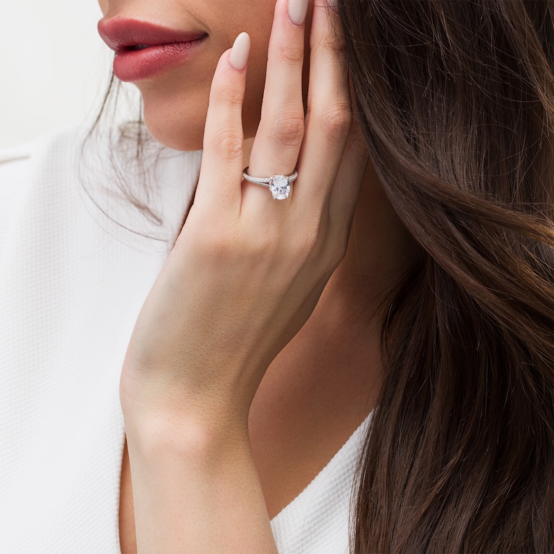 Main Image 2 of Vera Wang Love Collection 1-3/4 CT. T.W. Certified Oval Diamond Engagement Ring in 14K White Gold (I/SI2)