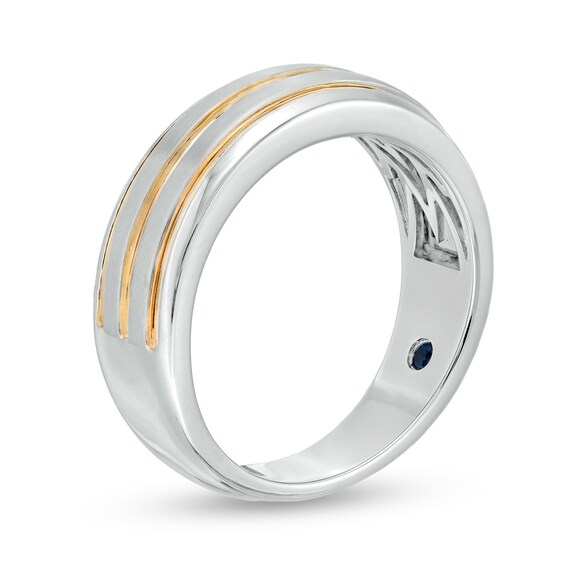 Vera Wang Men's Grooved Wedding Band in 14K Two-Tone Gold