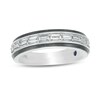 Thumbnail Image 1 of Vera Wang Men's 1/2 CT. T.W. Baguette Diamond Wedding Band in 14K White Gold and Black Rhodium
