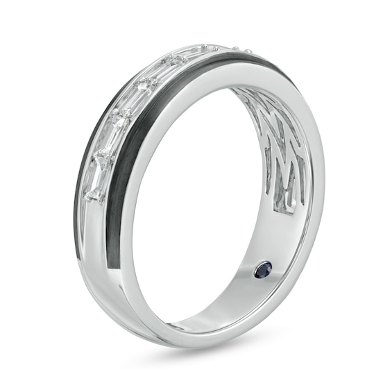 Vera Wang Men's 1/2 CT. T.w. Baguette Diamond Wedding Band in 14K White Gold and Black Rhodium