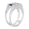Thumbnail Image 2 of Marilyn Monroe™ Collection Emerald-Cut Iolite and 1/8 CT. T.W. Diamond Border Bar Ring in Sterling Silver