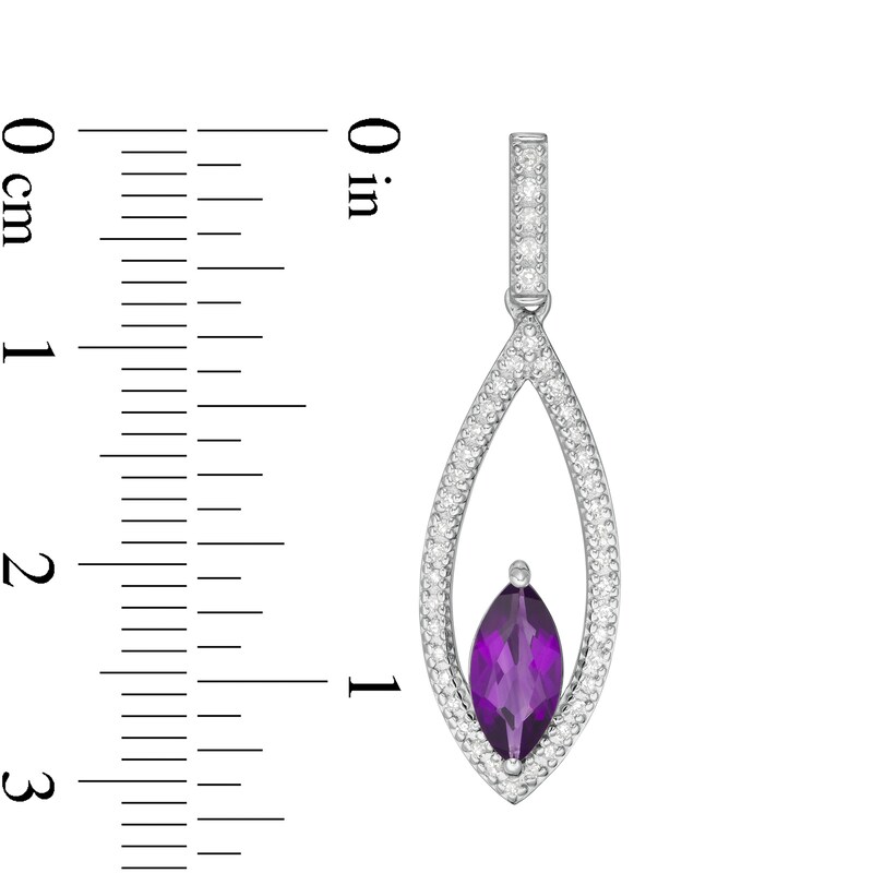 Main Image 2 of Marilyn Monroe™ Collection Marquise Amethyst and 1/4 CT. T.W. Diamond Frame Drop Earrings in Sterling Silver
