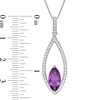 Thumbnail Image 4 of Marilyn Monroe™ Collection Marquise Amethyst and 1/5 CT. T.W. Diamond Frame Drop Pendant in Sterling Silver