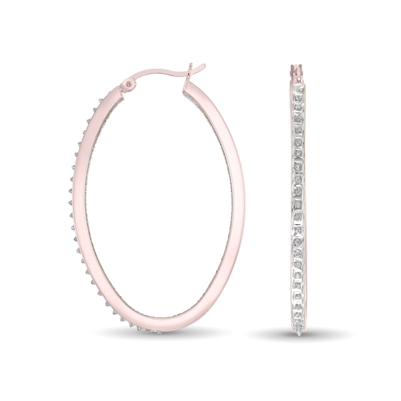 Diamond Fascination™ 45.0 x 30.0mm Oval Hoop Earrings in Sterling Silver with 18K Rose Gold Plate Diamond Fascination™ 45.0 x 30.0mm Oval Hoop Earrings in Sterling Silver with 18K Rose Gold Plate