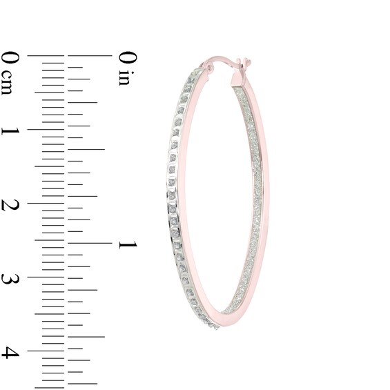 Diamond Fascination™ 45.0 x 30.0mm Oval Hoop Earrings in Sterling Silver with 18K Rose Gold Plate Diamond Fascination™ 45.0 x 30.0mm Oval Hoop Earrings in Sterling Silver with 18K Rose Gold Plate