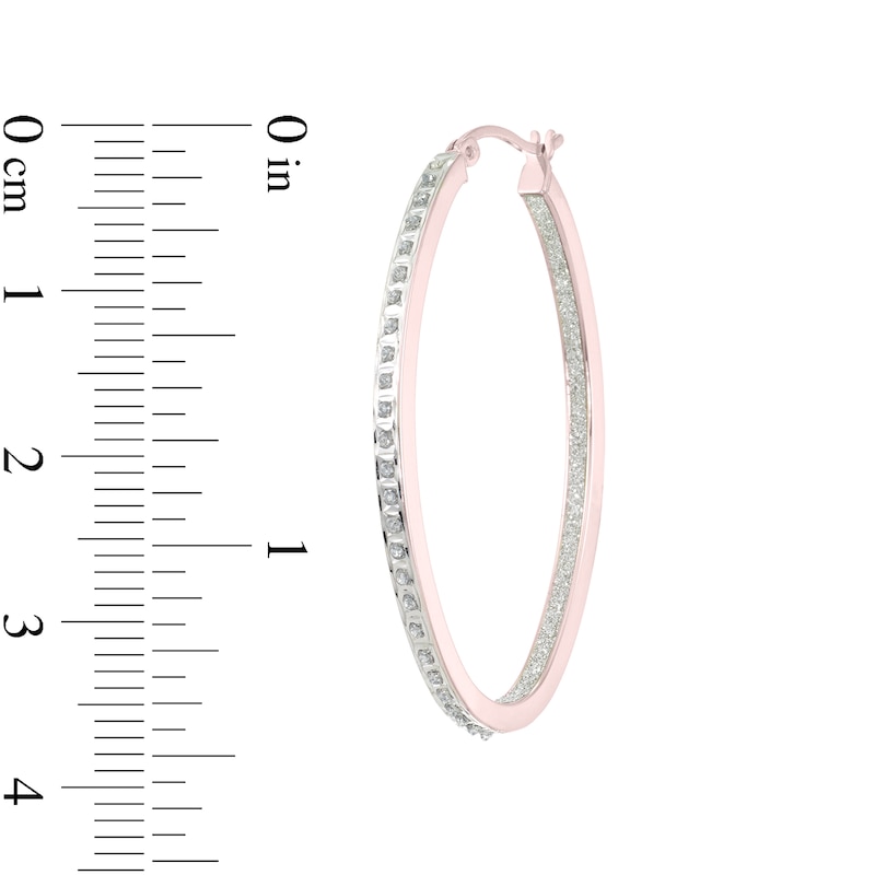 Main Image 3 of Diamond Fascination™ 30.0mm Oval Hoop Earrings in Sterling Silver with 18K Rose Gold Plate