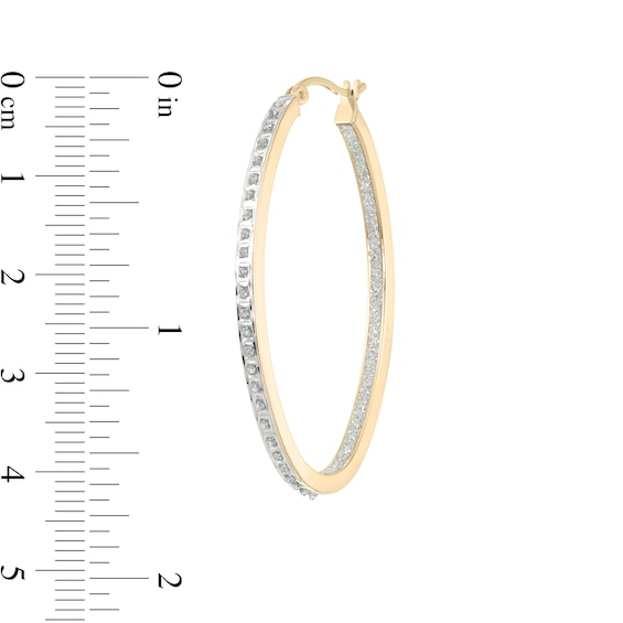 Diamond Fascination™ 30.0mm Oval Hoop Earrings in Sterling Silver with 18K Gold Plate