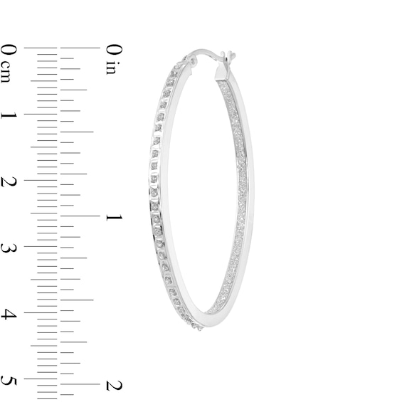 Diamond Fascinationâ¢ 30.0mm Oval Hoop Earrings in Sterling Silver with Platinum Plate