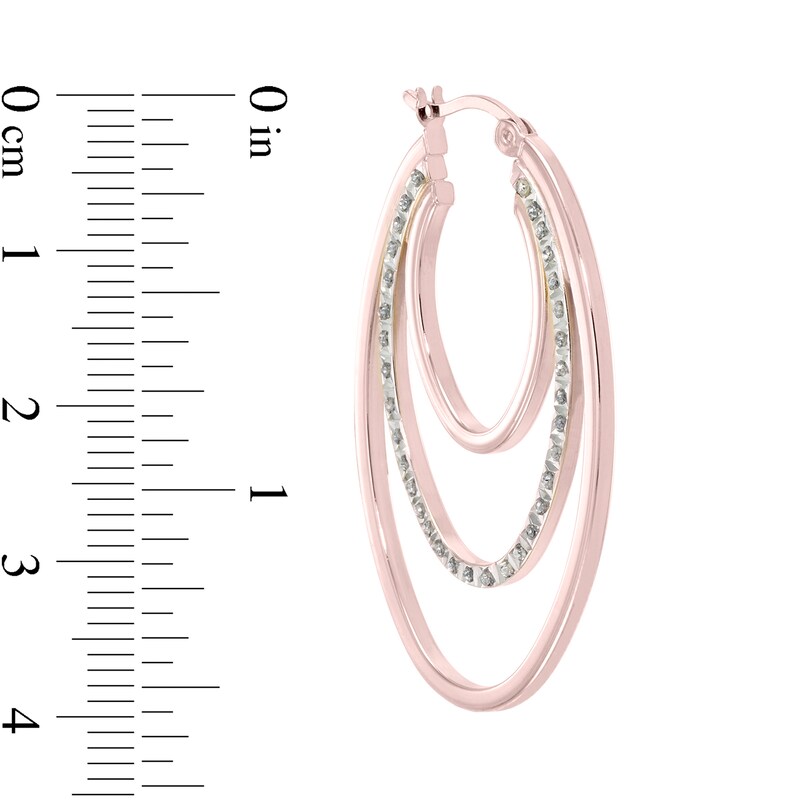 Main Image 3 of Diamond Fascination™ 25.0mm Triple Layer Hoop Earrings in Sterling Silver with 18K Rose Gold Plate
