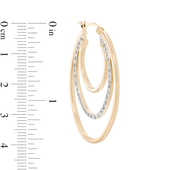 Diamond Fascinationâ¢ 25.0mm Triple Layer Hoop Earrings in Sterling Silver with 18K Gold Plate