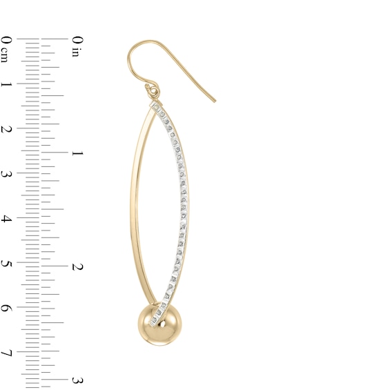 Diamond Fascination™ 65 x 18mm Marquise Shape with Ball Dangle Drop Earrings in Sterling Silver with 18K Gold Plate Diamond Fascination™ 65 x 18mm Marquise Shape with Ball Dangle Drop Earrings in Sterling Silver with 18K Gold Plate