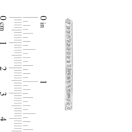 Diamond Fascinationâ¢ 35.0mm Hexagon Open Hoop Earrings in Sterling Silver with Platinum Plate