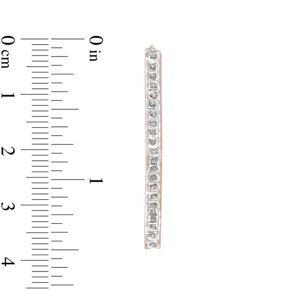 Diamond Fascination™ 35.0mm Hexagon Open Hoop Earrings in Sterling Silver with 18K Rose Gold Plate