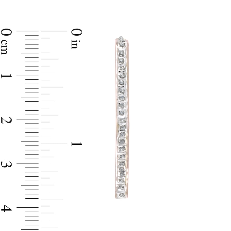 Main Image 3 of Diamond Fascination™ 35.0mm Hexagon Open Hoop Earrings in Sterling Silver with 18K Rose Gold Plate