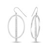 Thumbnail Image 1 of Diamond Fascination™ 58.0mm Oval with Vertical Bar Dangle Earrings in Sterling Silver with Platinum Plate