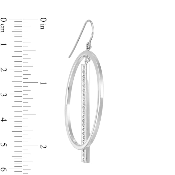 Diamond Fascination™ 58.0mm Oval with Vertical Bar Dangle Earrings in Sterling Silver with Platinum Plate Diamond Fascination™ 58.0mm Oval with Vertical Bar Dangle Earrings in Sterling Silver with Platinum Plate