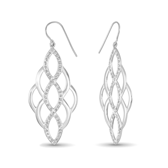 Diamond Fascination⢠Marquise Lattice Drop Earrings in Sterling Silver with Platinum Plate