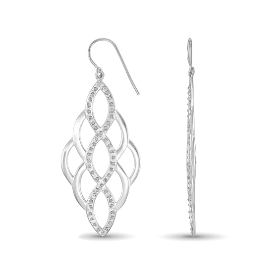 Diamond Fascinationâ¢ Marquise Lattice Drop Earrings in Sterling Silver with Platinum Plate