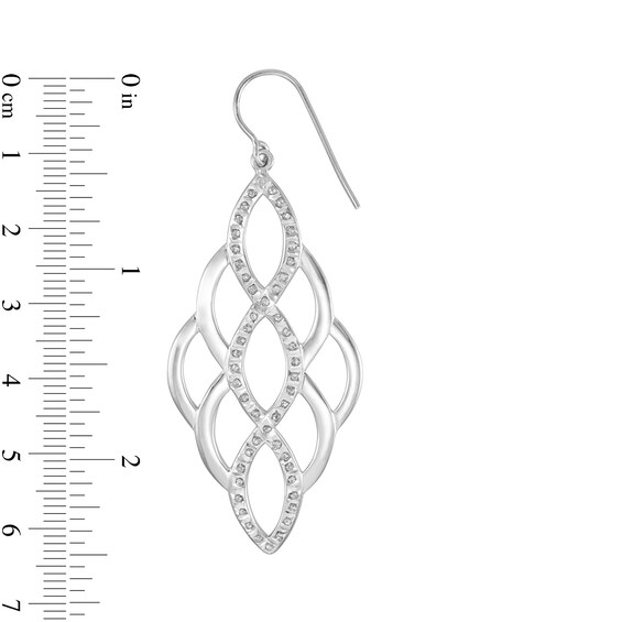 Diamond Fascinationâ¢ Marquise Lattice Drop Earrings in Sterling Silver with Platinum Plate