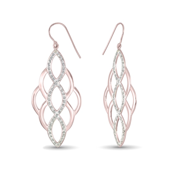 Diamond Fascination⢠Marquise Lattice Drop Earrings Sterling Silver with 18K Rose Gold Plate