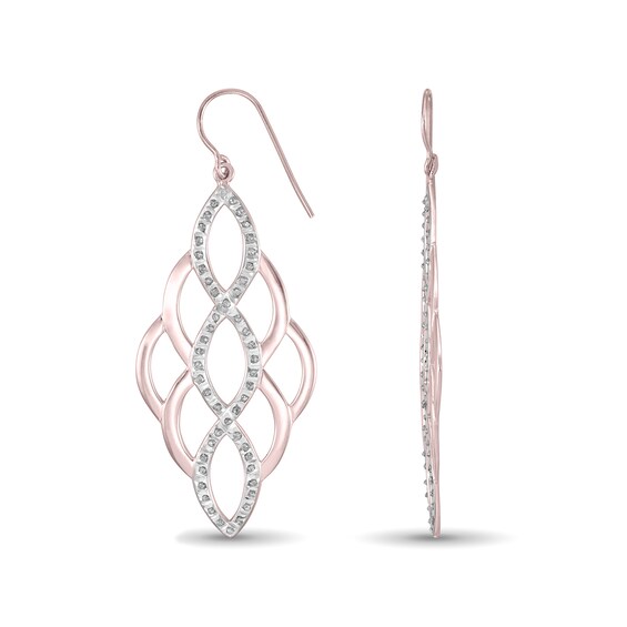 Diamond Fascinationâ¢ Marquise Lattice Drop Earrings Sterling Silver with 18K Rose Gold Plate
