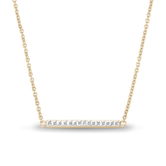 Diamond Fascinationâ¢ 30.0mm Bar Necklace in Sterling Silver with 18K Gold Plate