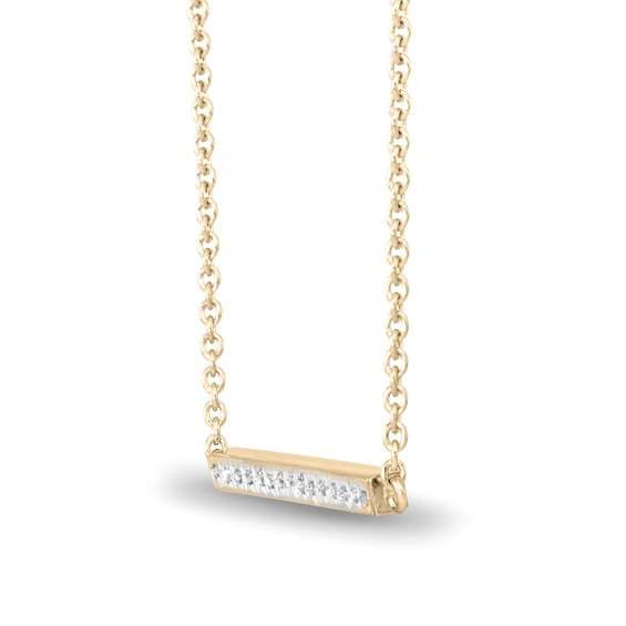 Diamond Fascinationâ¢ 30.0mm Bar Necklace in Sterling Silver with 18K Gold Plate