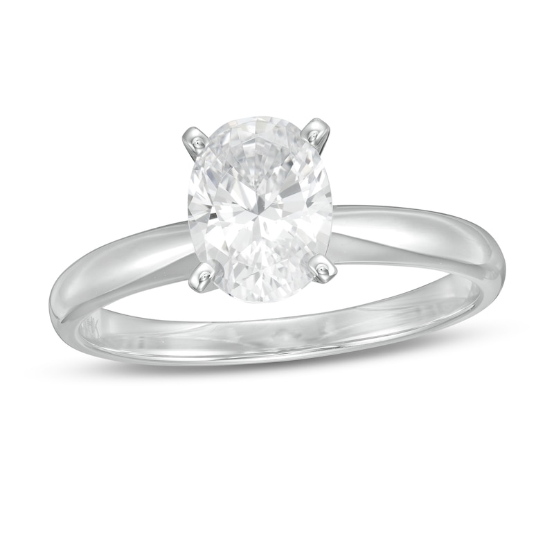 1-1/2 CT. Certified Oval Lab-Created Diamond Solitaire Engagement Ring in 14K White Gold (F/VS2)