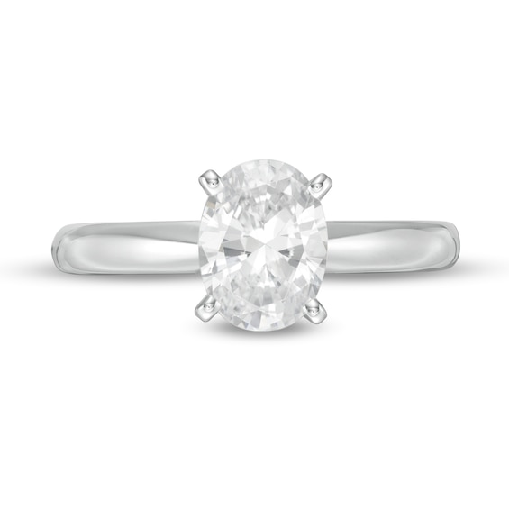 1-1/2 CT. Certified Oval Lab-Grown Diamond Solitaire Engagement Ring in 14K White Gold (F/Vs2)