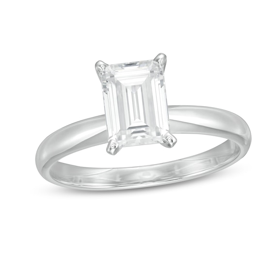 2 CT. Certified Emerald-Cut Lab-Grown Diamond Solitaire Engagement Ring in 14K White Gold (F/Vs2