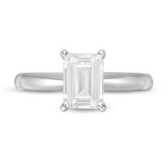 2 CT. Certified Emerald-Cut Lab-Grown Diamond Solitaire Engagement Ring in 14K White Gold (F/Vs2