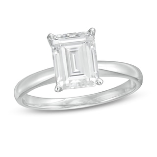 2 CT. Certified Emerald-Cut Lab-Grown Diamond Solitaire Engagement Ring in 14K White Gold (F/VS2)