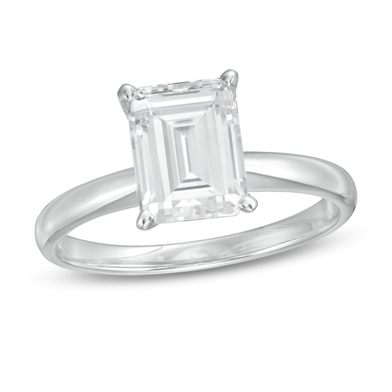 2 CT. Certified Emerald-Cut Lab-Grown Diamond Solitaire Engagement Ring in 14K White Gold (F/Vs2)