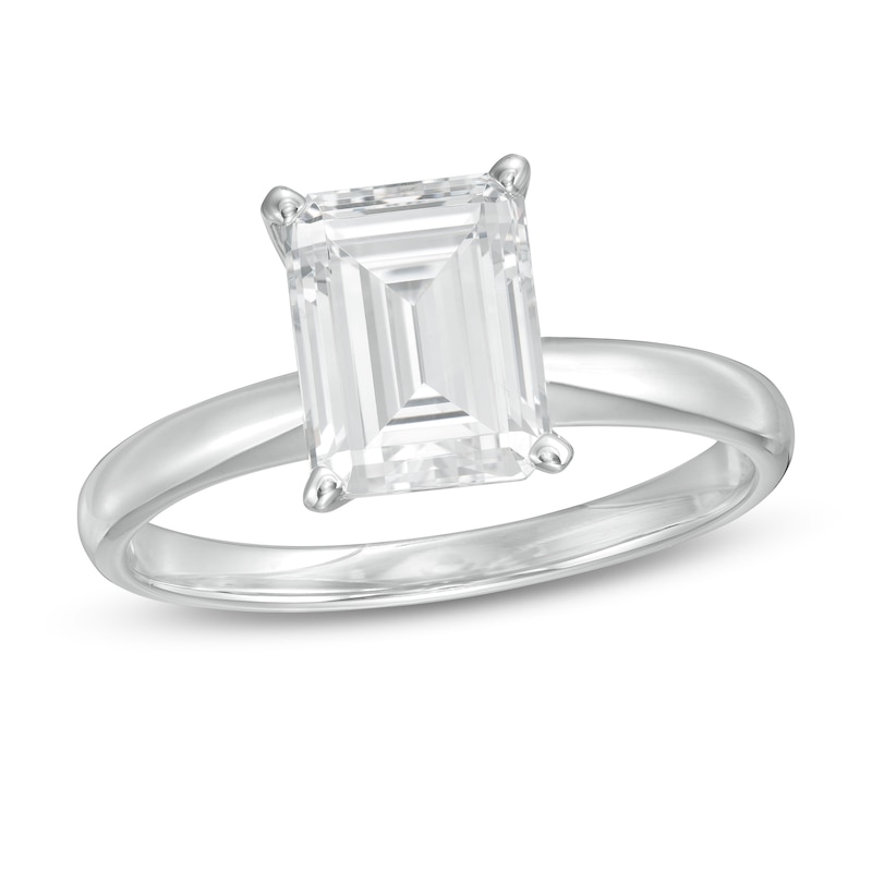 2 CT. Certified Emerald-Cut Lab-Created Diamond Solitaire Engagement Ring in 14K White Gold (F/VS2)