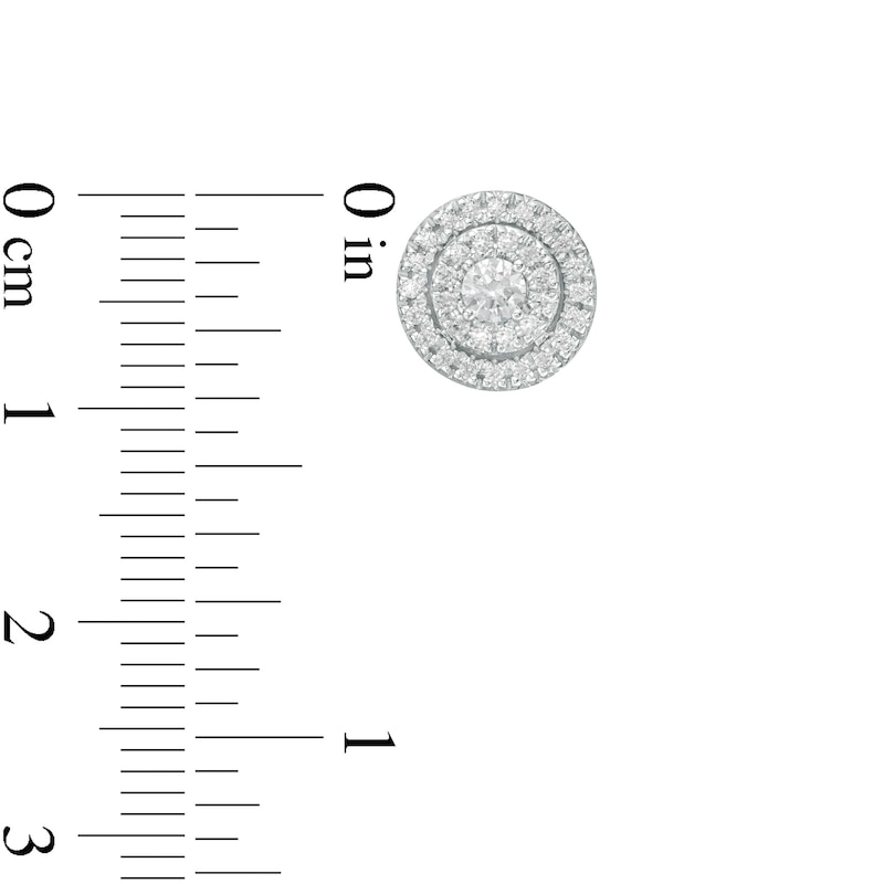 Main Image 3 of 1/2 CT. T.W. Diamond Double Frame Stud Earrings in 10K White Gold