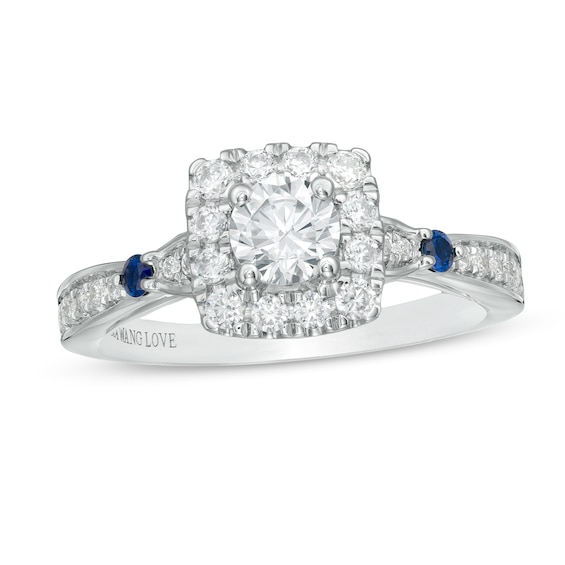 Vera Wang Love Collection 3/4 CT. T.w. Diamond Cushion Frame Engagement Ring in 14K White Gold