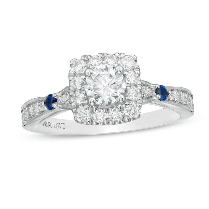 Main Image 1 of Vera Wang Love Collection 3/4 CT. T.W. Diamond Cushion Frame Engagement Ring in 14K White Gold