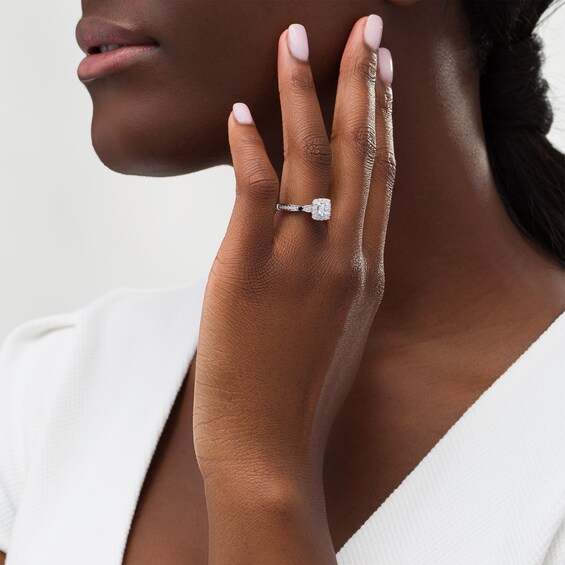 Vera Wang Love Collection 3/4 CT. T.w. Diamond Cushion Frame Engagement Ring in 14K White Gold